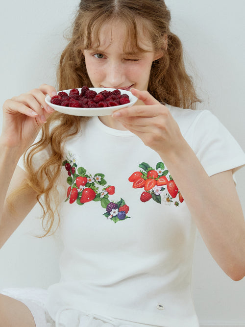 Strawberry Baby Fit Short Sleeve T-Shirt (Ivory)