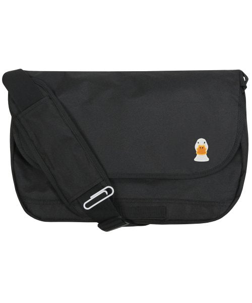 [UNISEX] Duck Face Embroidered Cross Messenger Bag_Black