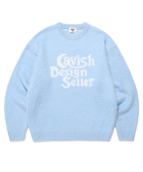 BRUSHED SELLER LOGO KNIT CREWNECK BLUE (CV2DFUK600A)