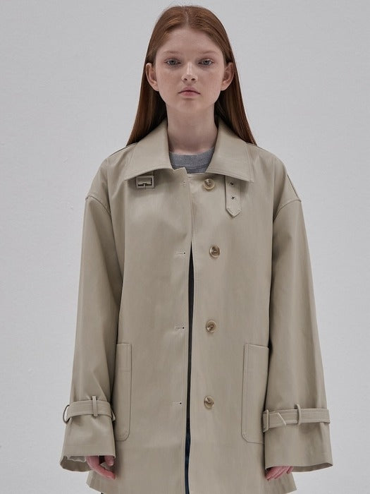 Ivory Leather Trench Coat