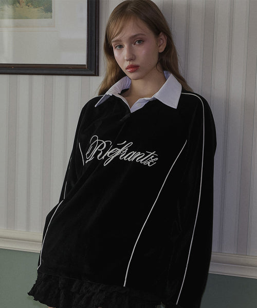 Velvet collar Sweatshirt [Black]