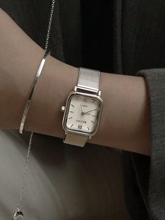 Women's Mother-of-Pearl Mesh Watch Harbor Silver