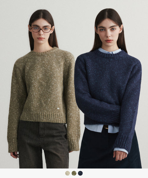 (Women's) Cotton Terrazzo Crop Knit - 3 COLOR