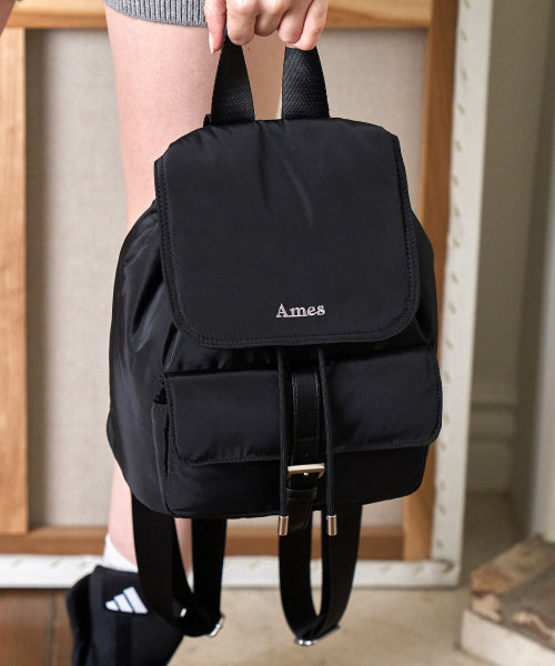 AMES WORLDWIDE BASIC LOGO BACKPACK BLACK - Size & Review | MUSINSA