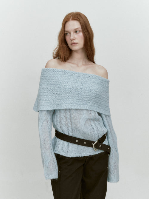 ALPACA TWIST OFF SHOULDER KNIT (SKY BLUE)