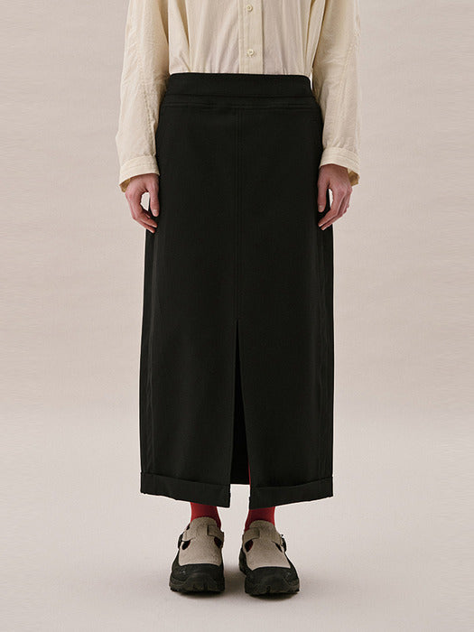 CUFF MAXI SKIRT_BLACK