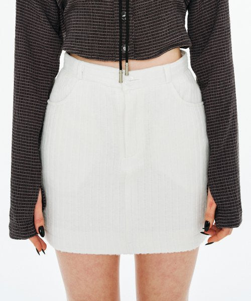 Eco Fur Short Skirt [White]