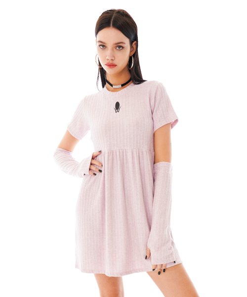 OW Warmer Sleeve Dress [Pink Pearl Knit]