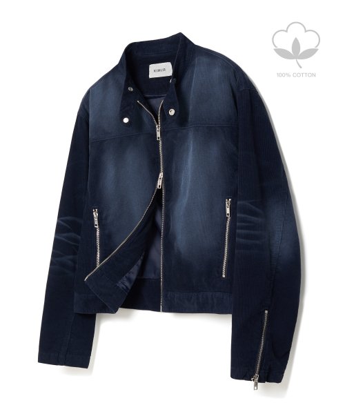 Vintage Washed Cotton Corduroy Biker Jacket_Navy