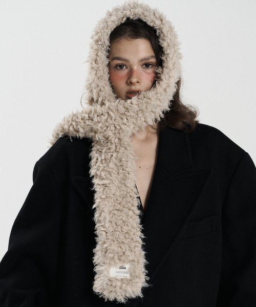 Beige fluffy muffler