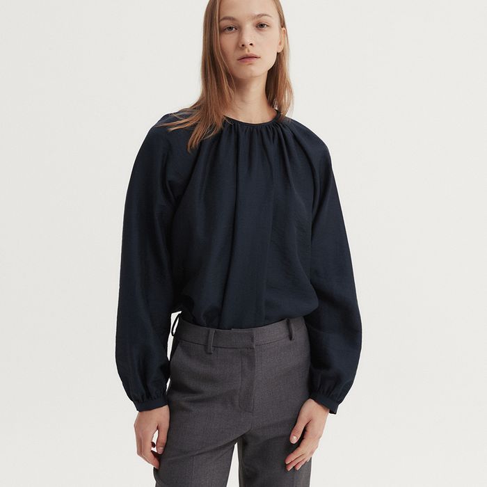 JAYCE SHIRRING BLOUSE (NAVY)