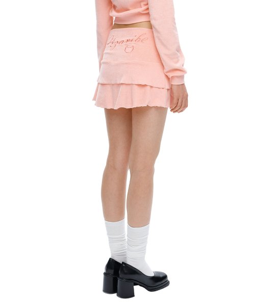 [ISK003-5] Terry Ruffle Skirt - Pink