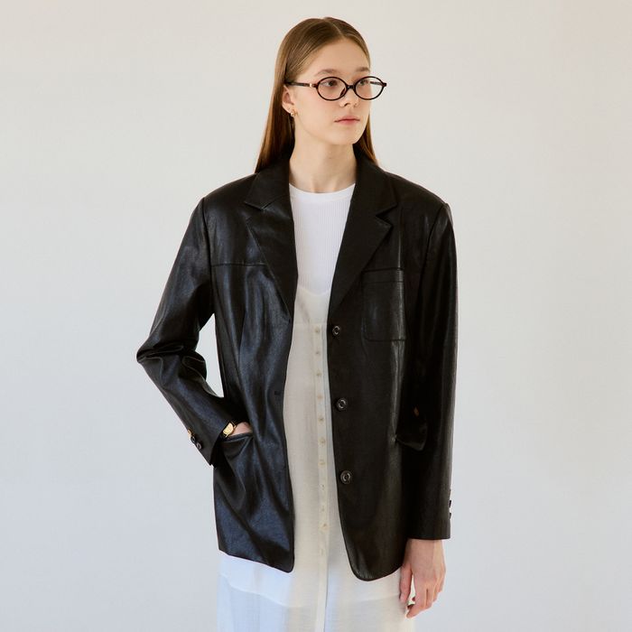French Leather  Jacket Black