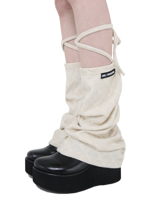 SQUARE KNIT SOCKS WARMER (IVORY)