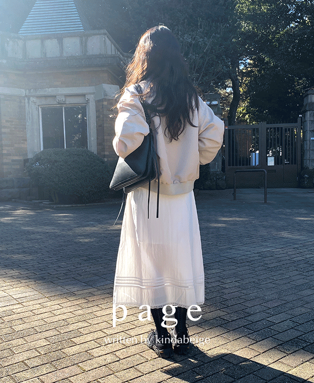 Kinda Beige [page] Gardening Lace Long Skirt (*XS-M)