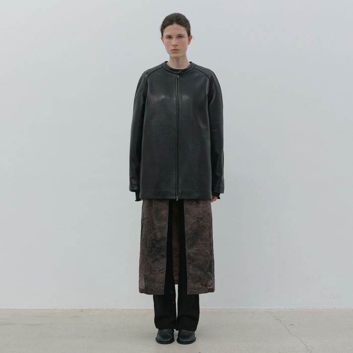 leather half coat (black)