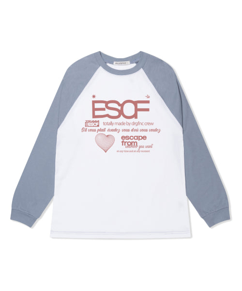 Brick Heart Crew Collection Print Long Sleeve Light Blue