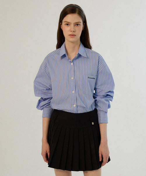 Danielle stripe over-fit shirt - Blue Stripe