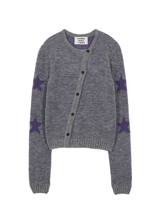 MOHAIR STAR CARDIGAN_grey/purple