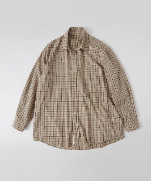 Minimal Oversized Tartan Check Shirt_Beige Black Check