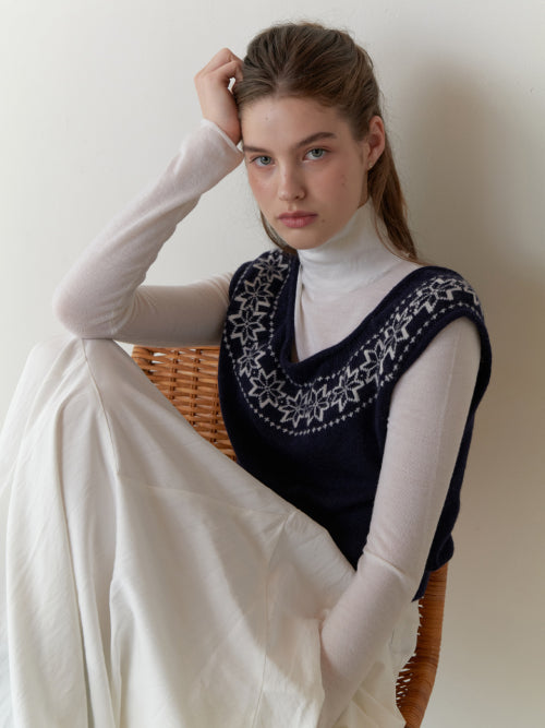 Snowflake knit (navy)