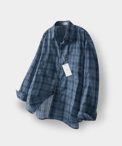 Vintage Wrinkle Check Shirt_Blue