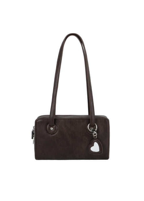 Plump Heart Keyring Shoulder Bag [BROWN]
