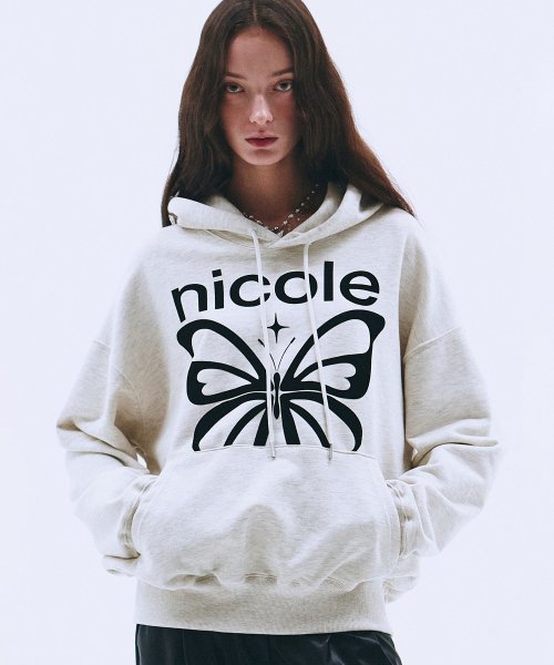 Butterfly Velvet Embossing Hoody_Oatmeal
