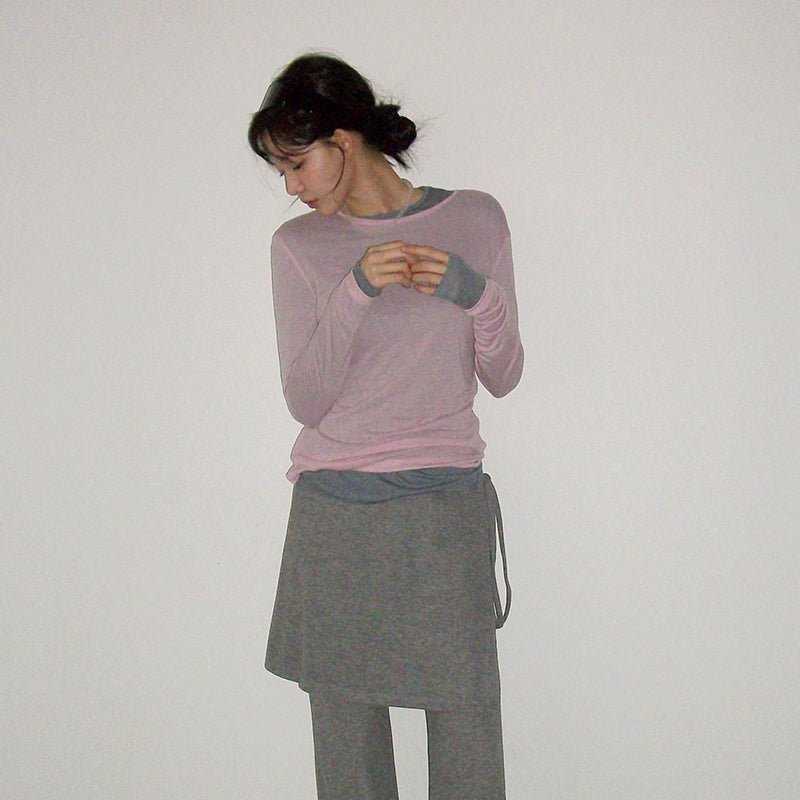 From-Being [Only] [MADE] Pudding Slim See-Through T-Shirt (7 colors) Basic T-Shirt Long Sleeve T-Shirt Layered T-Shirt Layered Spring Clothes Summer Guest Look Long Sleeve
