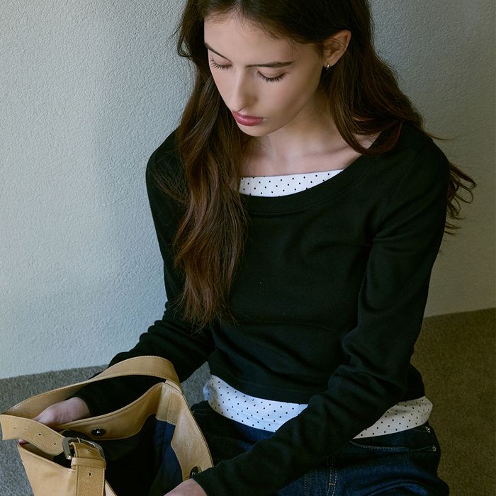 Miel Dot Layered T-Shirt (Black)