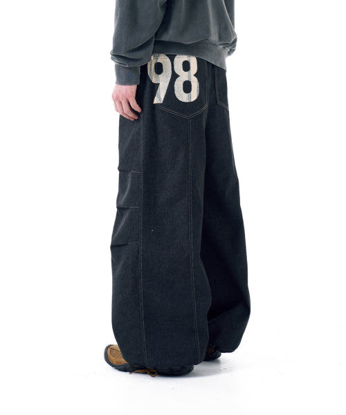 デニム・ジーパン 98 Printed Knee Pintuck Denim Pants Black 98 Printed Knee Pin-tuck Denim Pants (Black) – Wishbucket
