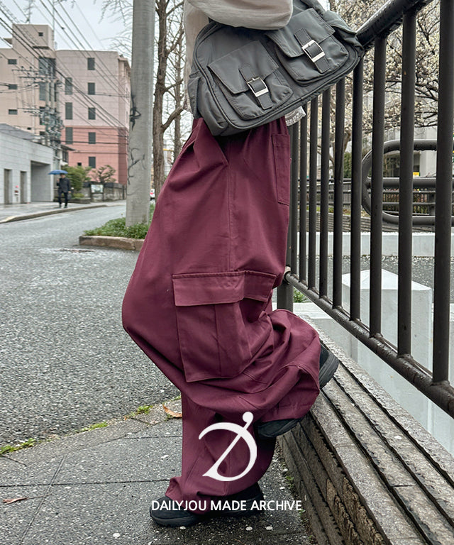 Daily JU [Sold for 5,000 sheets/MADE] Leap Tone Back-banding cargo wide cotton pants (for public) (New spring product)