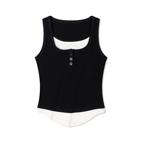 Henry Neck Layered Sleeveless (BLACK)