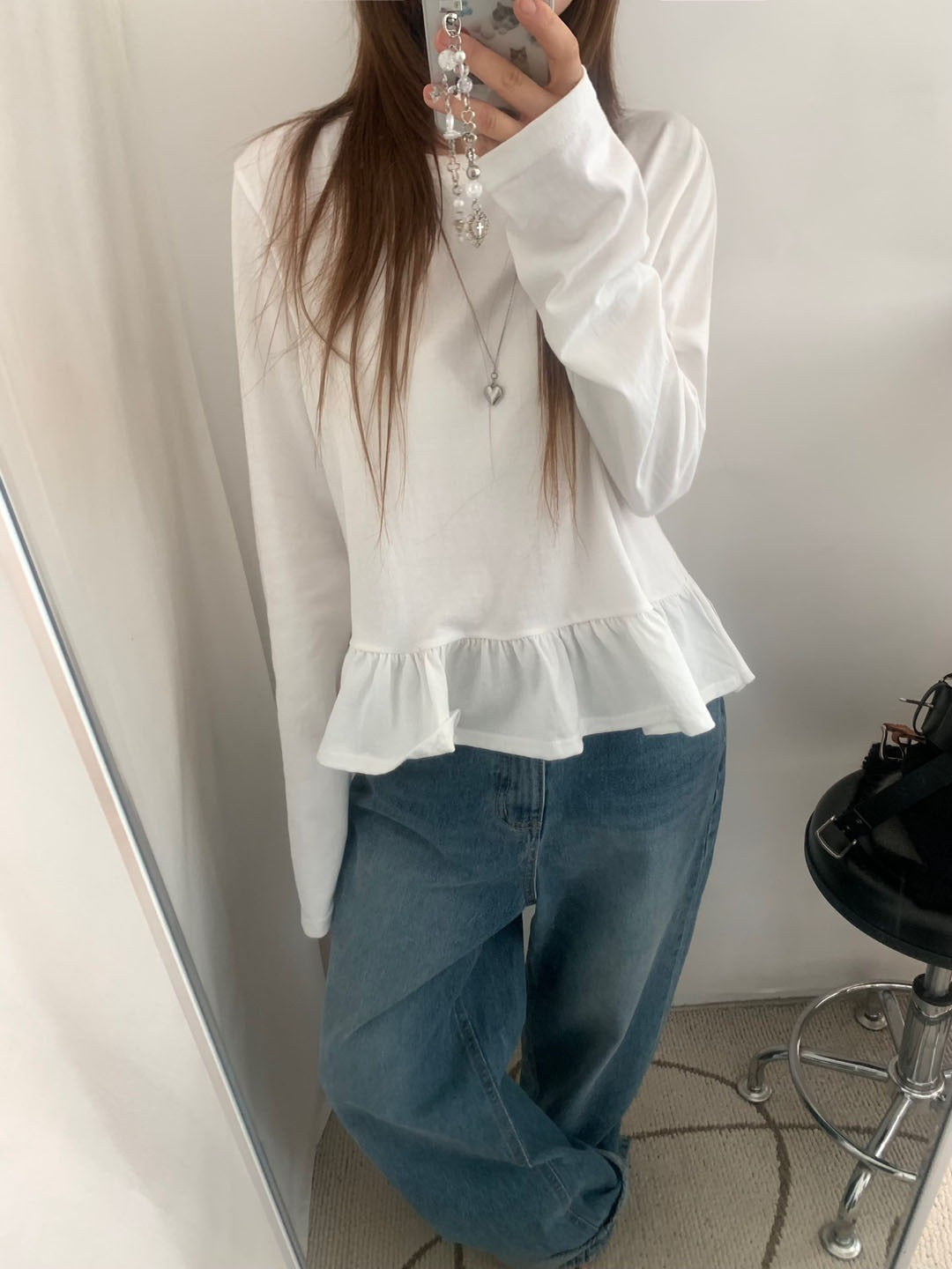 ylang frill layered hem shirring T-shirt