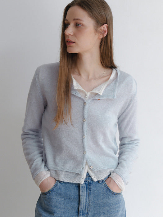 comos 1372 round mohair cardigan (sora)