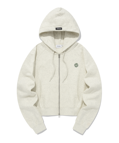 Women's Clover Heart Raglan Hoodie Zip-Up Oatmeal