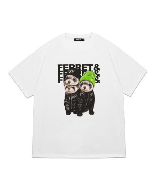 ヴィニー フェレット プリント Tシャツ_ホワイト