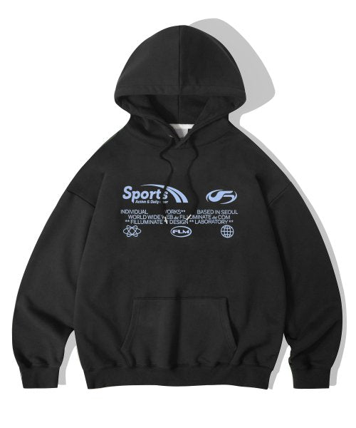 オーバーサイズフィット レーシングロゴ パーカー - ブラック