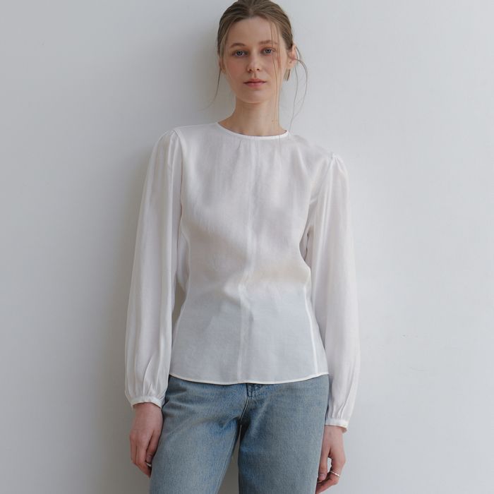 comos 1377 string peplum blouse (ivory)