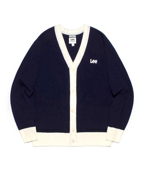 Our V-neck color-block cardigan navy