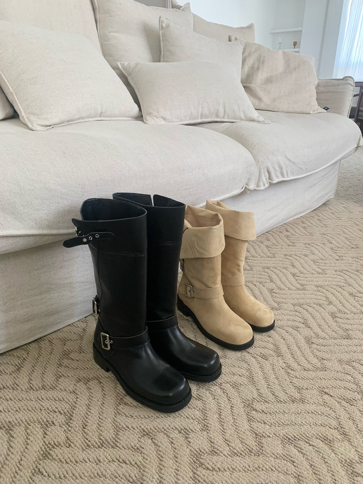 Frommrily ❤️ Flood of Orders ❤️ [Original] Biker Restaurant ❣️ Two-way Biker Half Middle Boots that can be folded and worn