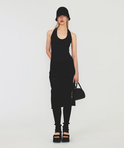 DIAGONAL HEART HANDLE SMALL BAG (black) - SIZE & LATE | MUSINAL