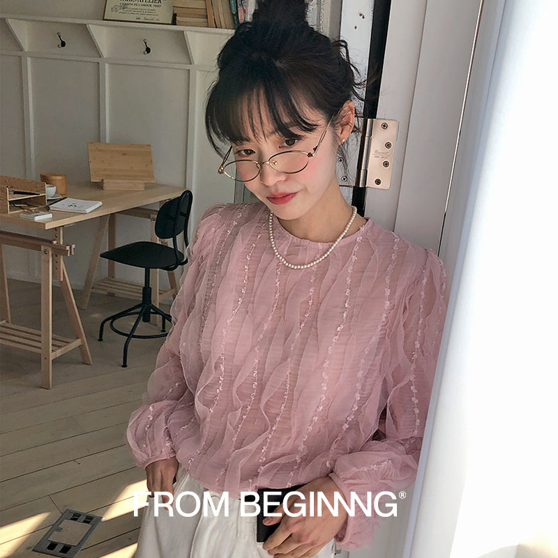 From-Being [Only] [MADE] Angel Frill Lace Blouse (2 colors) Winter Blouse Winter Guest Look Year-end Look Christmas Guest Look