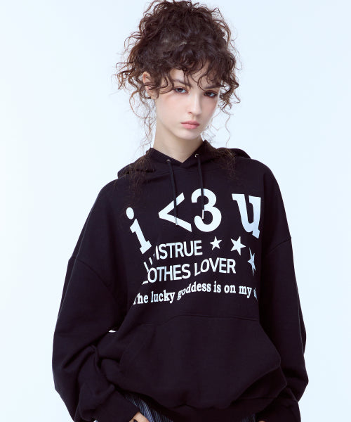 LUVISTRUE PA LETTERING HOODIE (BLACK) - Size & Reviews | MUSINSA