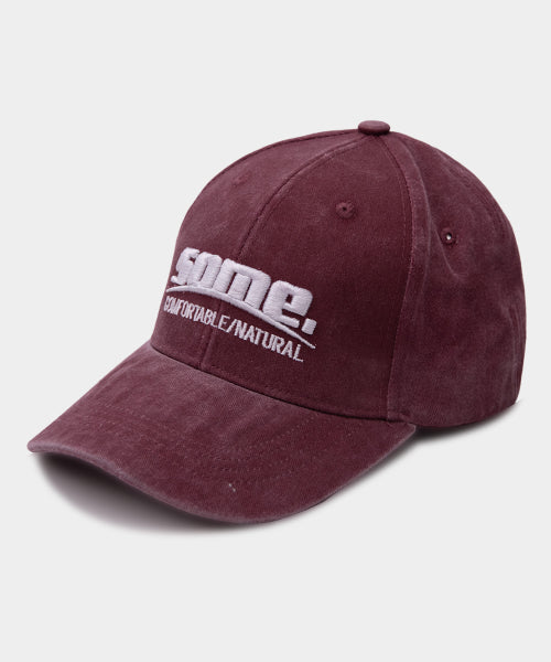 Basic Sum Signature Vintage Big Logo Embroidered Baseball Cap [Wine]