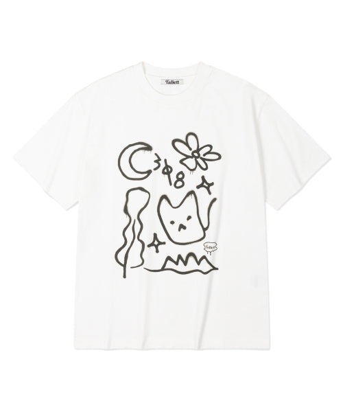 ドローイングネロ 半袖Tシャツ ホワイト