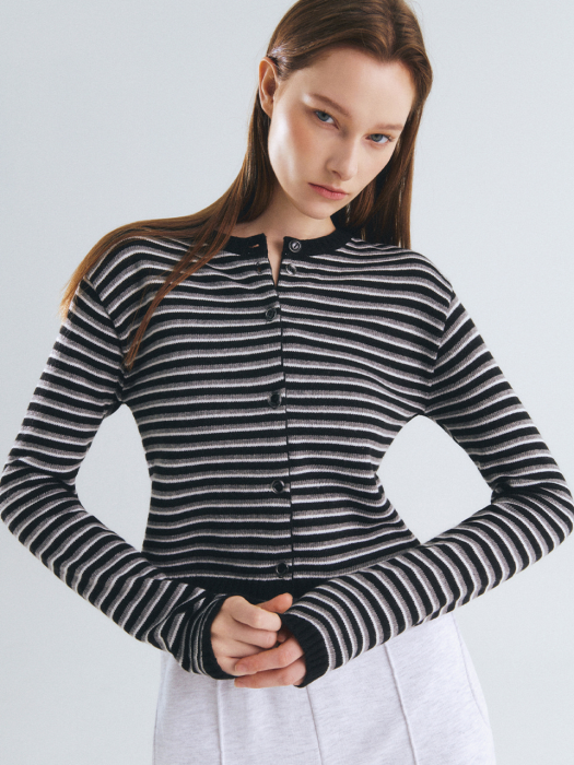 Button-Up Stripe Cardigan_BLACK