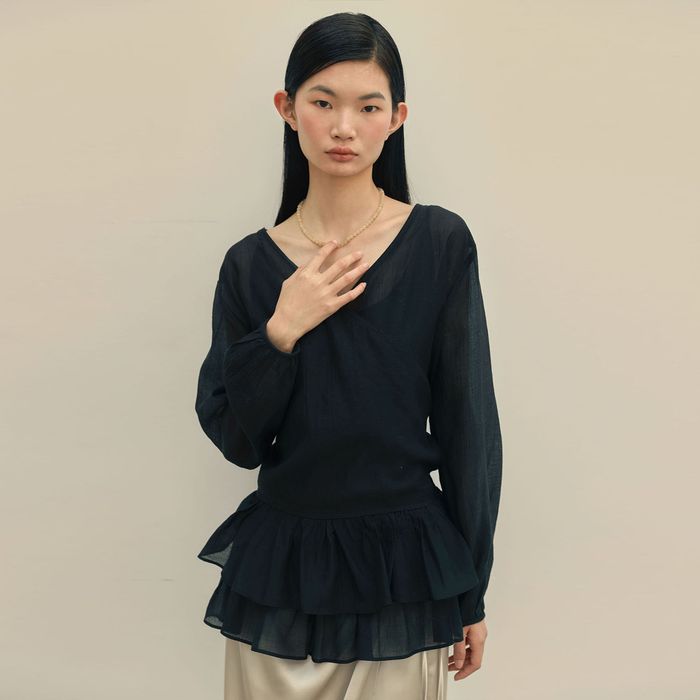 FRILL BLOUSE SET-UP [ BLACK ]
