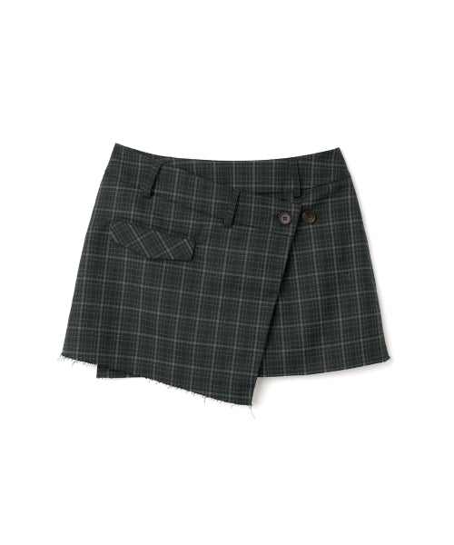 Slash Wrap Mini Skirt [Deep Green]