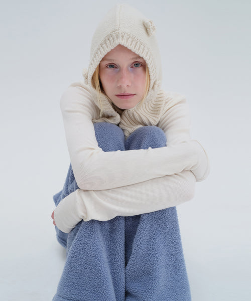 DIAGONAL APPLIQUE BALACLAVA MUFFLER (ivory) - Size & Late | Musinsa